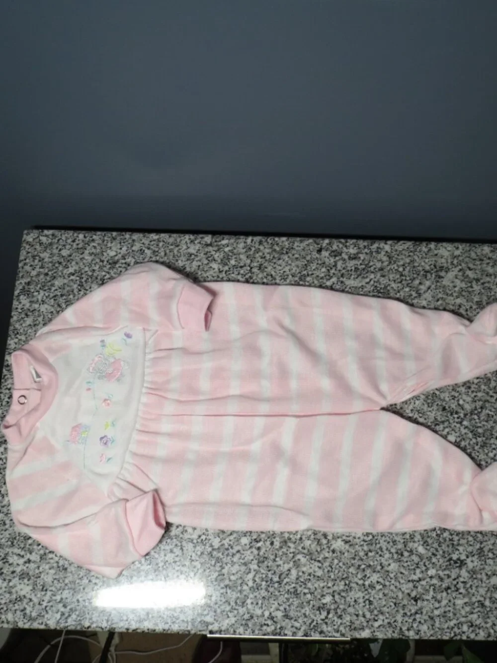Bunny & Me New Without Tags Small Footed Sleeper Pink & White Cute Embroidery